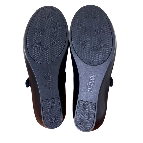 Alegria Flair Women's Black Mary Jane Wedge Metallic Pewter Floral Size 39/8.5 - Picture 8 of 13